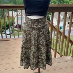 Cute, Floral Pattern Mid Length Cotton Skirt